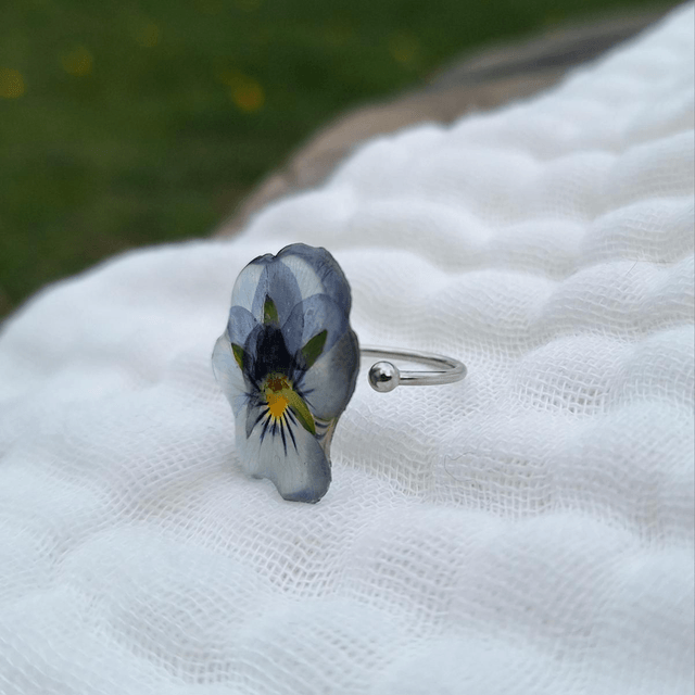 Bague petite Pensée • Viola cornuta • argenté