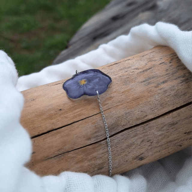 Bracelet petite Pensée • Viola cornuta • argenté 