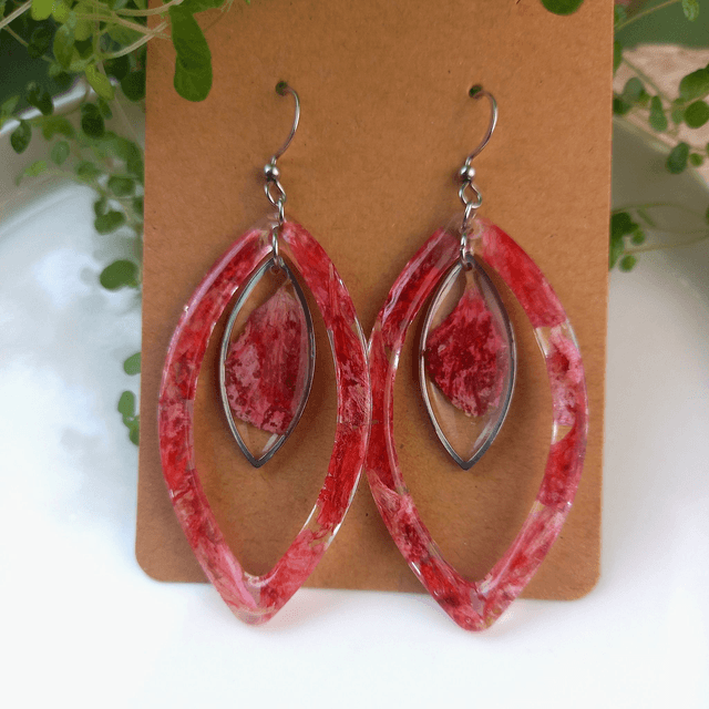 Boucles d'oreilles ∙ argenté ∙ Fleurs séchées Géranium
