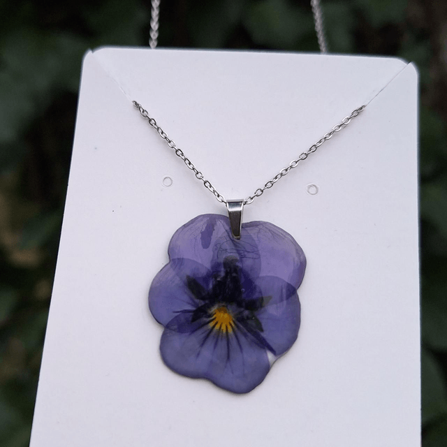 Collier petite Pensée • Viola cornuta • argenté 
