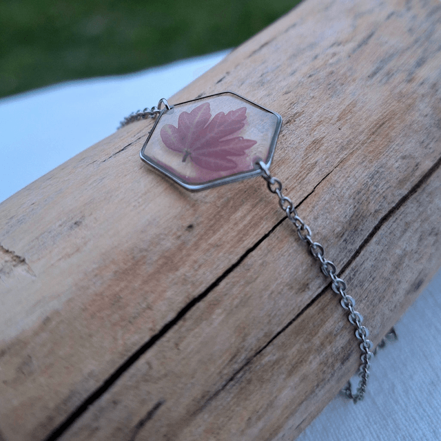 Bracelet argenté · hexagonal Érable