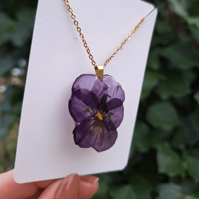 Collier petite Pensée • Viola cornuta • doré