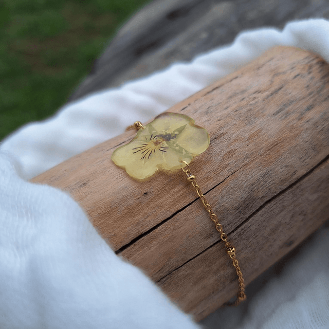 Bracelet petite Pensée • Viola cornuta • doré 