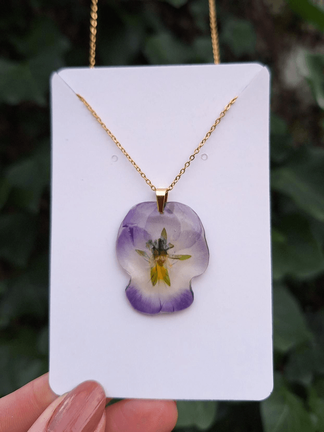 Collier petite Pensée • Viola cornuta • doré