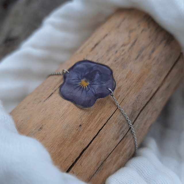 Bracelet petite Pensée • Viola cornuta • argenté 