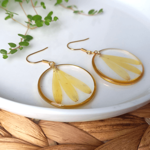 Boucles d&#039;oreilles ∙ doré Fleurs séchées Calendula