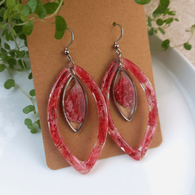 Boucles d&#039;oreilles ∙ argenté ∙ Fleurs séchées Géranium