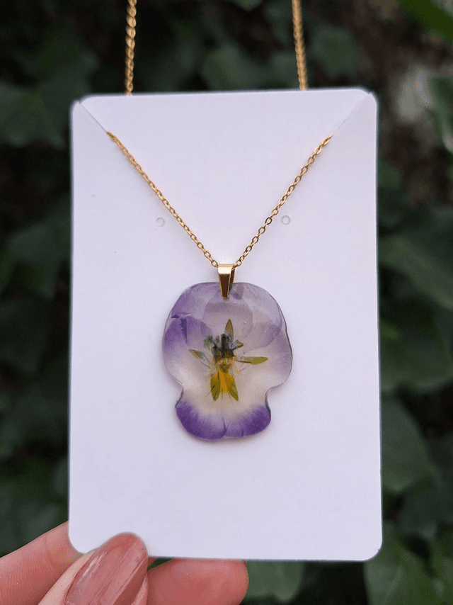 Collier petite Pensée • Viola cornuta • doré